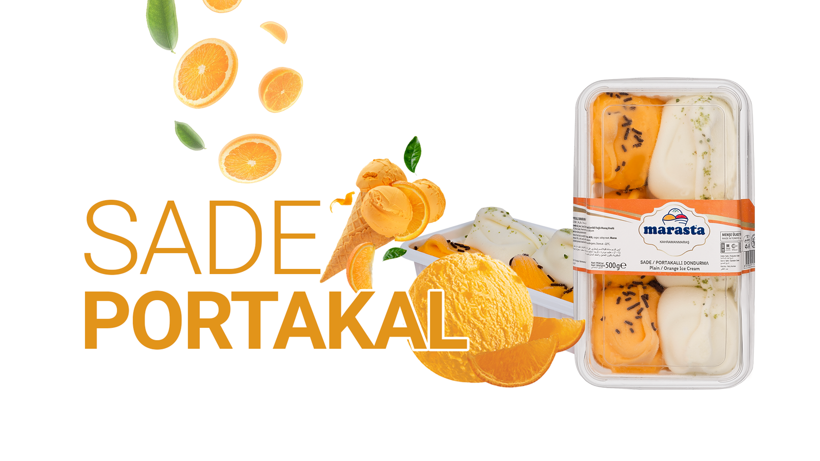 Sade ve Portakallı Dondurma 500 Gr